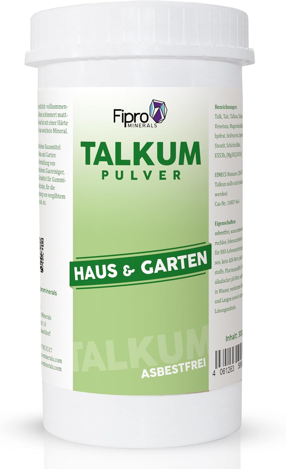 Fipro Minerals Talkpoeder 2 x 300 g strooidoos | talkpoeder van 100% talk | huis | huishouden | tuin | natuurlijk huismiddel | vetvlekken schoenverzorging raamreiniger