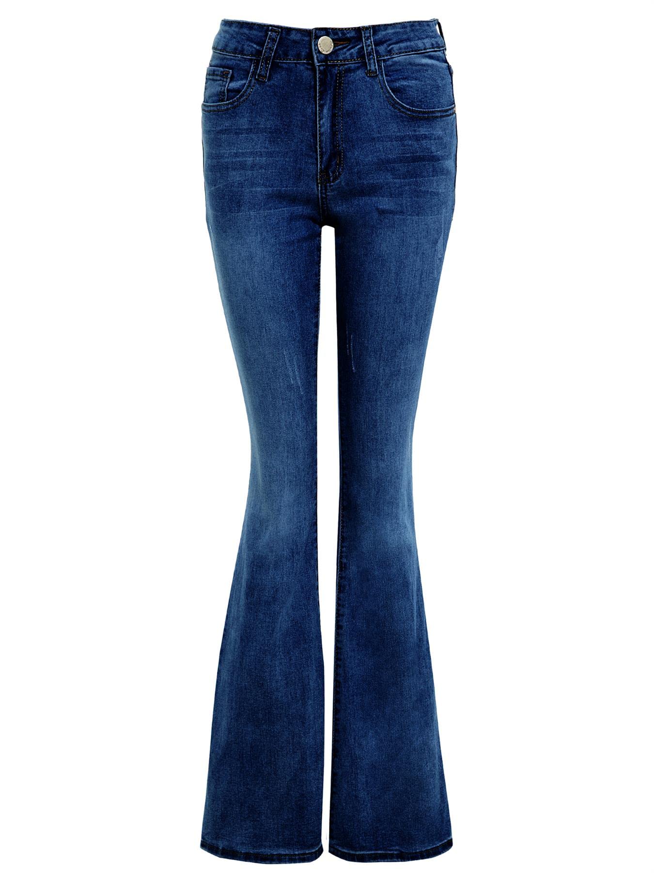Ss7 Women's Dark Blue Denim Flared Stretch Bootcut Jeans, Size 6 To 16