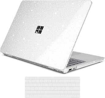 Glossy Crystal Clear Case for Microsoft Surface Laptop 13" Copilot+ PC 2025 Newest Model - Glitter Protective Shell, Slim, Lightweight Design, Scratch Resistant, Clear