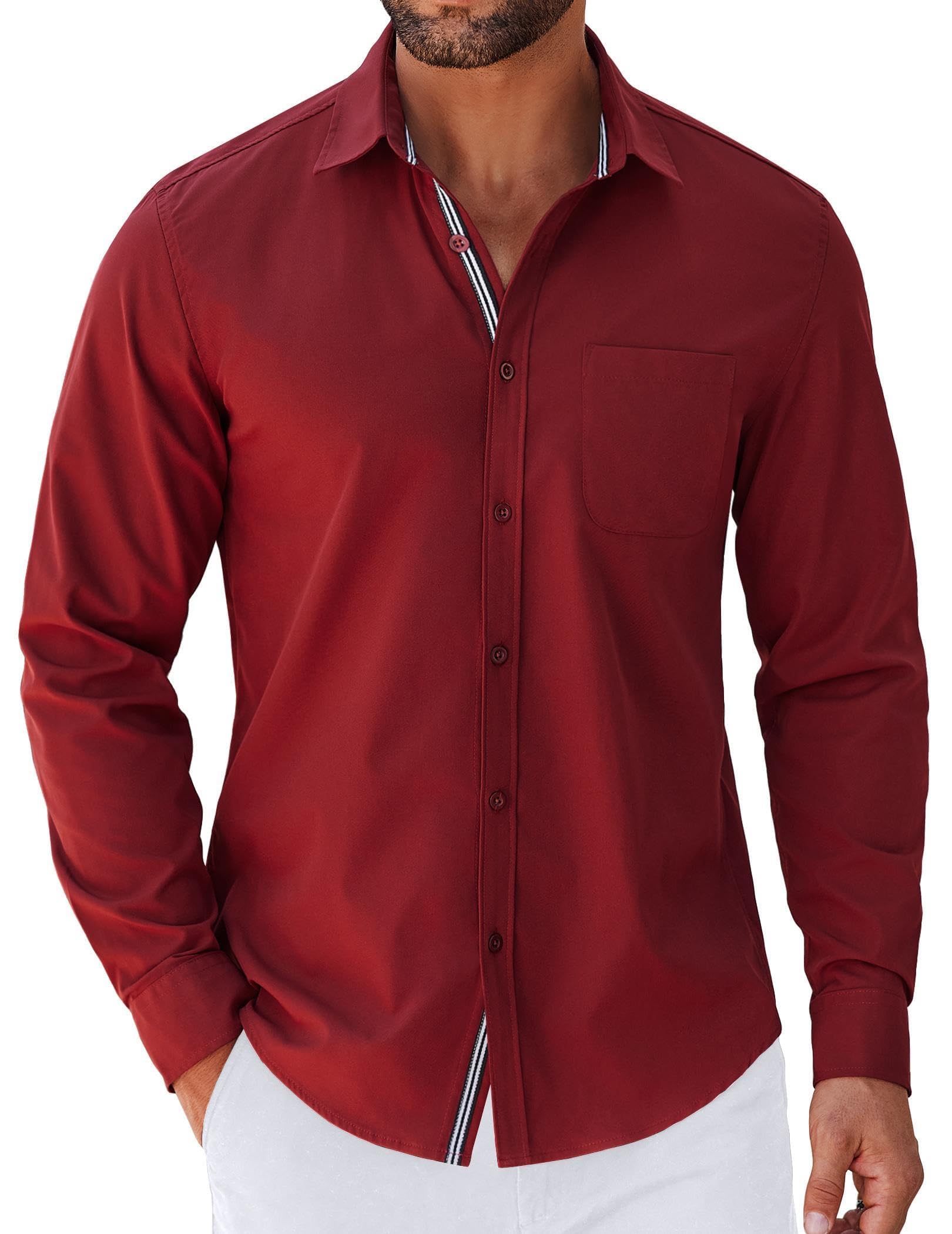 COOFANDY Men's Long Sleeve Casual Button Down Shirts Untucked Shirts for Men Regular Fit Dress Shirt
