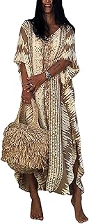 Damen Strandkleid Maxi Kaftan Boho Strandponcho Lange Bikini Cover Ups Sommerkleid Maxikleid Lose Maxi Kimono Kaftan Nachtwäsche Sleepwear One Size