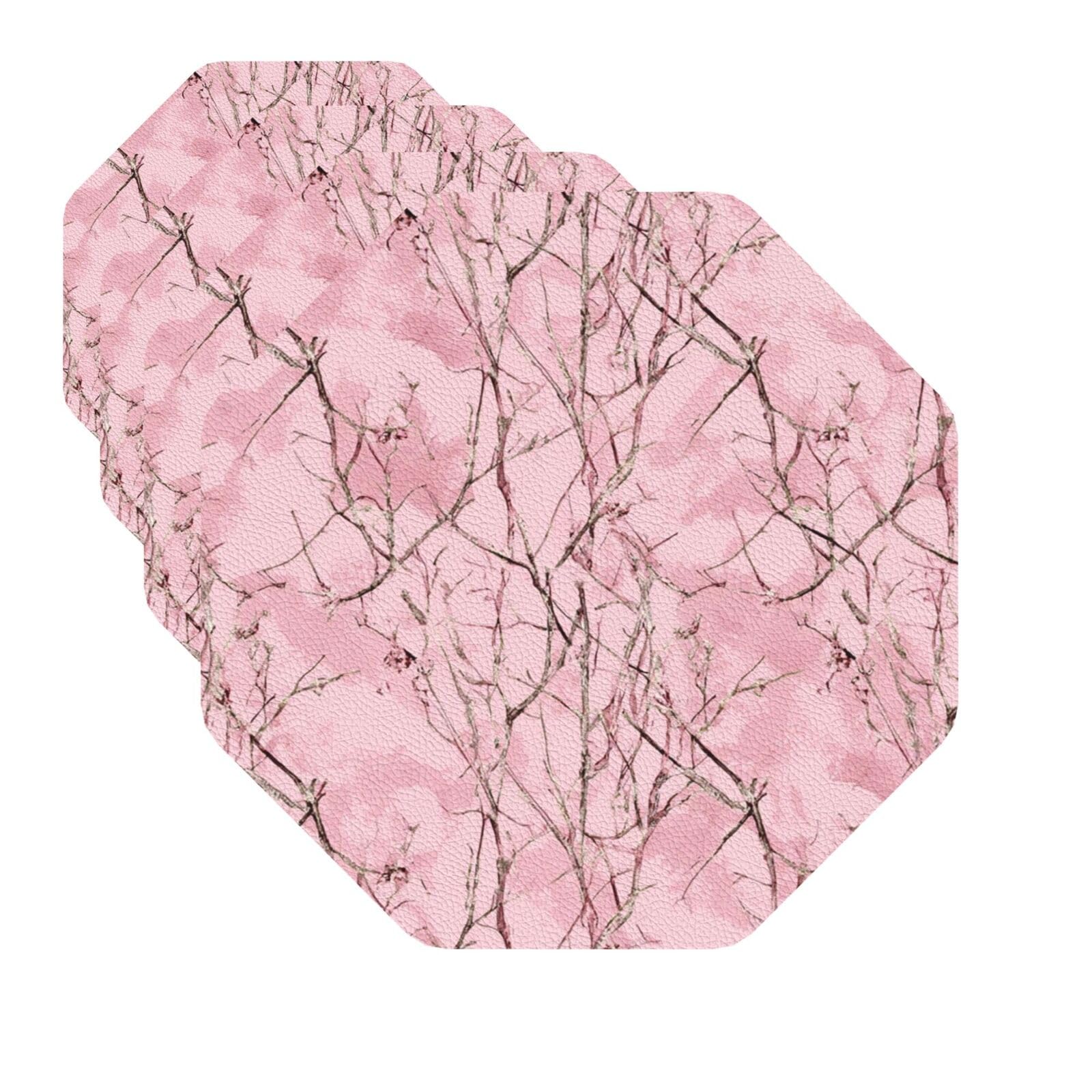 Drink Coasters Set of 4 Quick-Dry Leather Coaster Leaves Camo Coasters for Drinks Coffee Cup Mat Tabletop Protection Heat Resistant Coaster for Kitchen Bar Office Home Decor