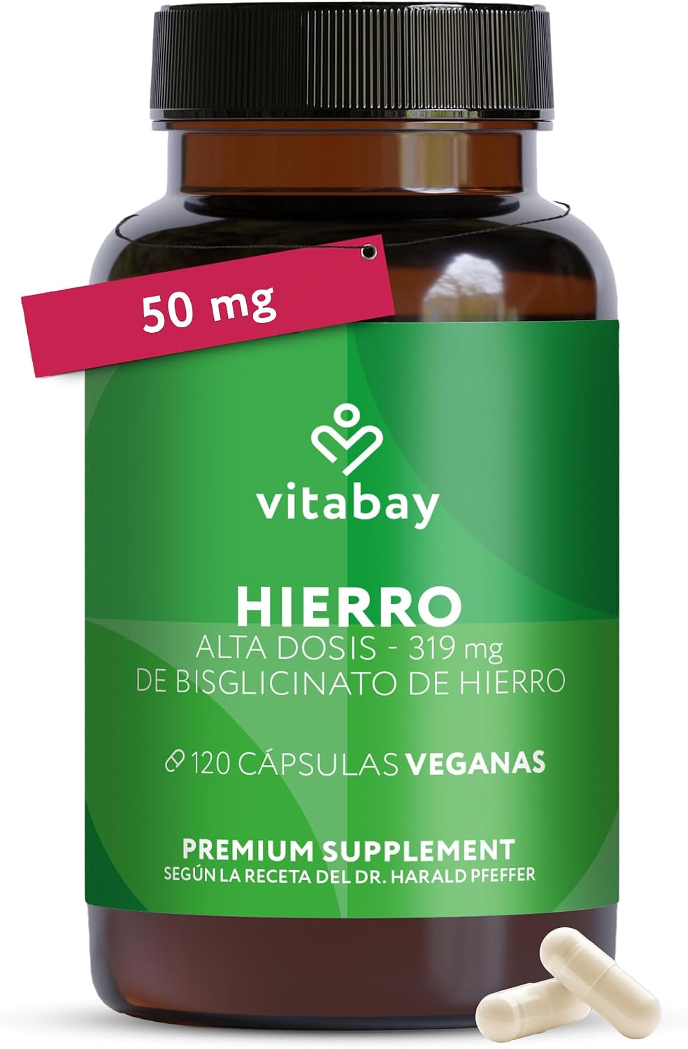 Vitabay Hierro cápsulas alta dosis, 120 cápsulas veganas