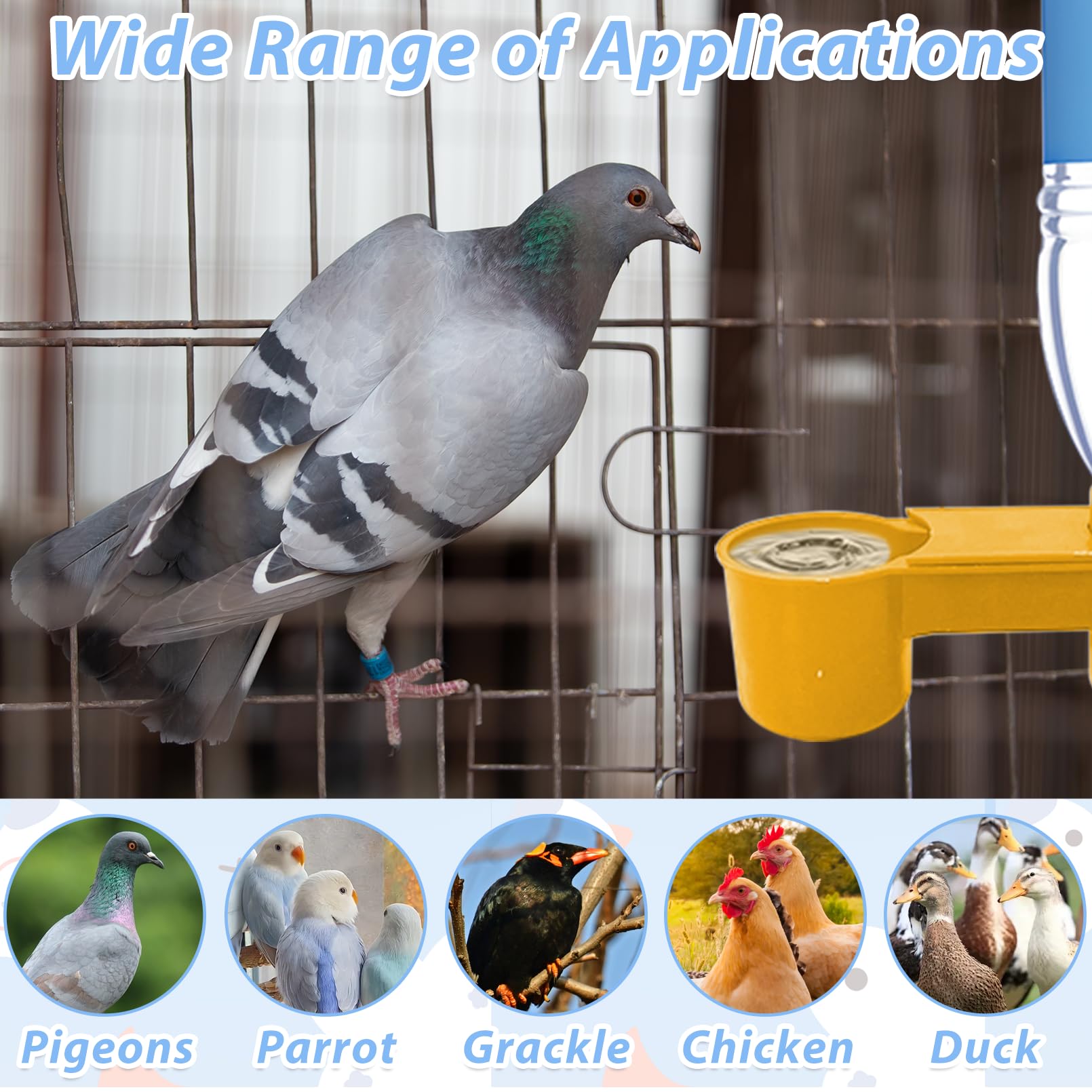 kathson 20 Pcs Bird Drinker Feeder Plastic Soda Pop Water Bottle Cup Ideal for Chicken Pigeons Birds Feeder Trough Animal Feeding Accessories(Yellow)