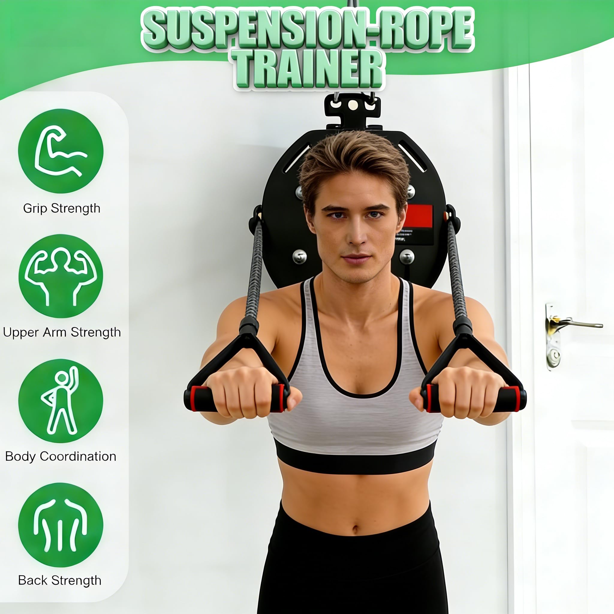 Entrenador De Cuerda Sin Fin con Resistencia Ajustable | Poleas De Cable Portátil para Gimnasio En Casa | Entrenamiento Completo para Brazos, Espalda, Agarre Y Coordinación