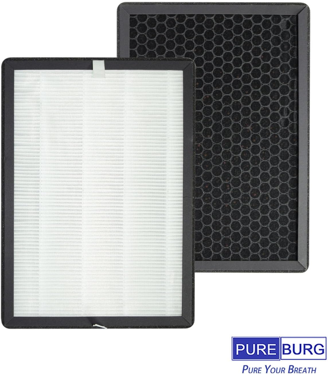 PUREBURG Replacement Filter Compatible with AUCLEIA KQ-36 KQ-36A Air Purifier, 4-Pack H13 HEPA Activated Carbon 3-Stage Filtration Air Clean Dust VOCs Odor