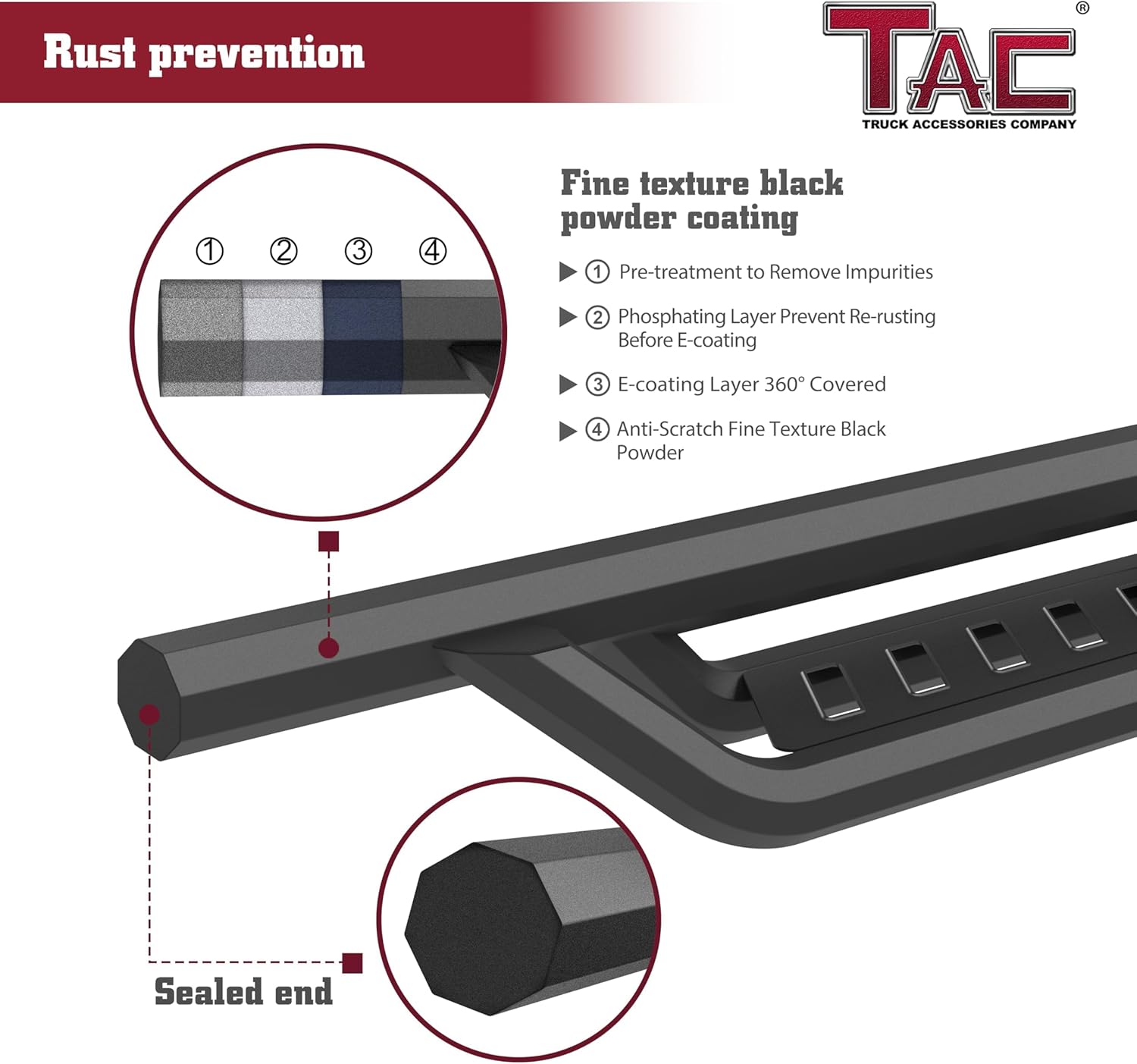 TAC Gen5HD Running Boards W/T 4"-Drop Compatible with 2009-2018 Ram1500 Crew Cab| 2010-2026 Ram2500/3500/4500/5500 Crew Cab(Excl. Chassis Cab Diesel Models) Truck| Side Steps| Nerf Bar| Two-Stair
