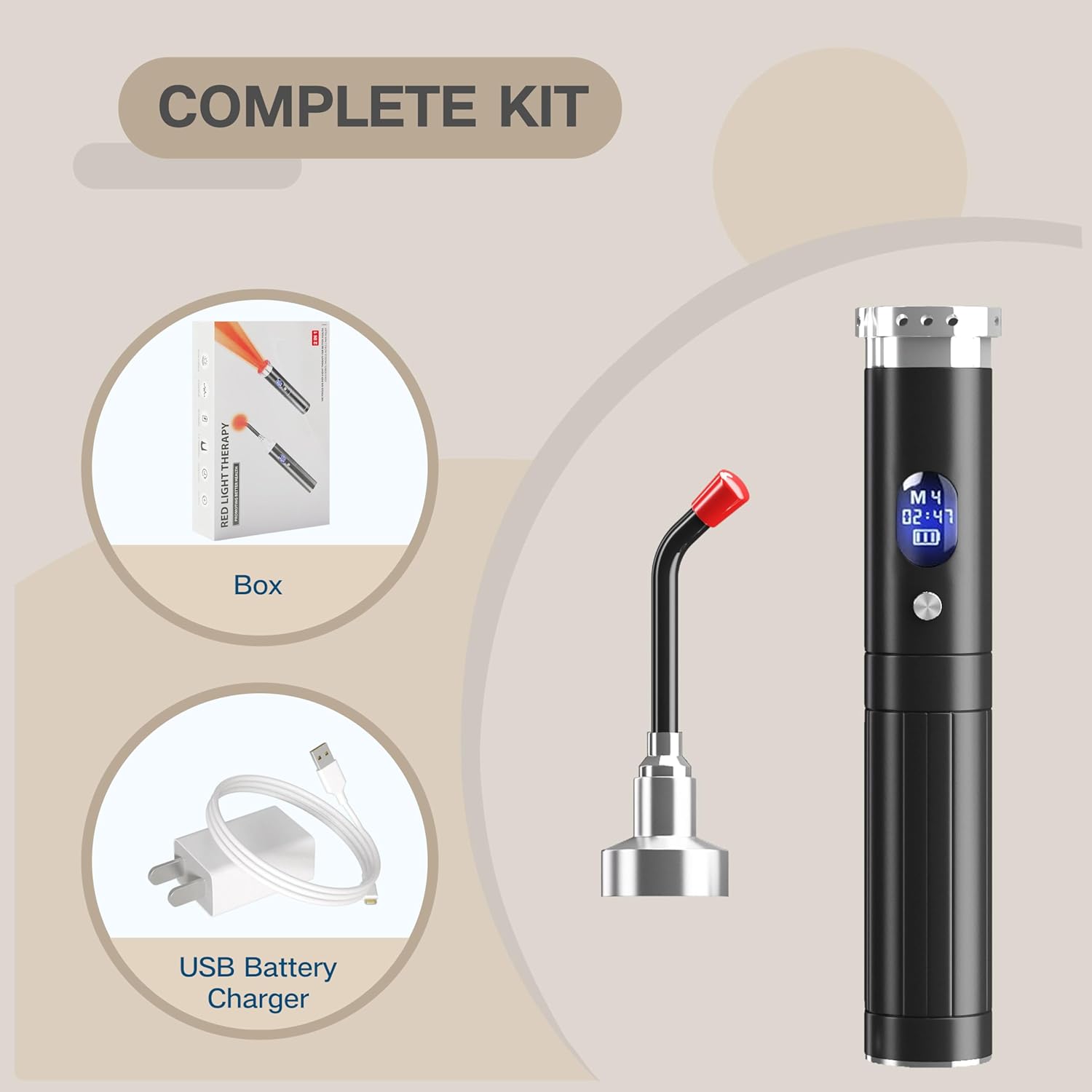 Red Light Therapy Device - Cold Sore Treatment Near Infrared Light Therapy Wand for Body Joints & Muscles Wellness Support Pain Relief 2 in 1 Design with LCD Display