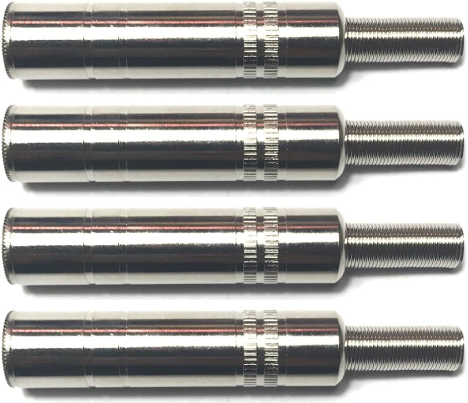 CESS 1/4 Inch TS Female Jack -1/4" Cable Connector for Microphone and Guitar - 6.35mm Mono Socket (4 Pack)
