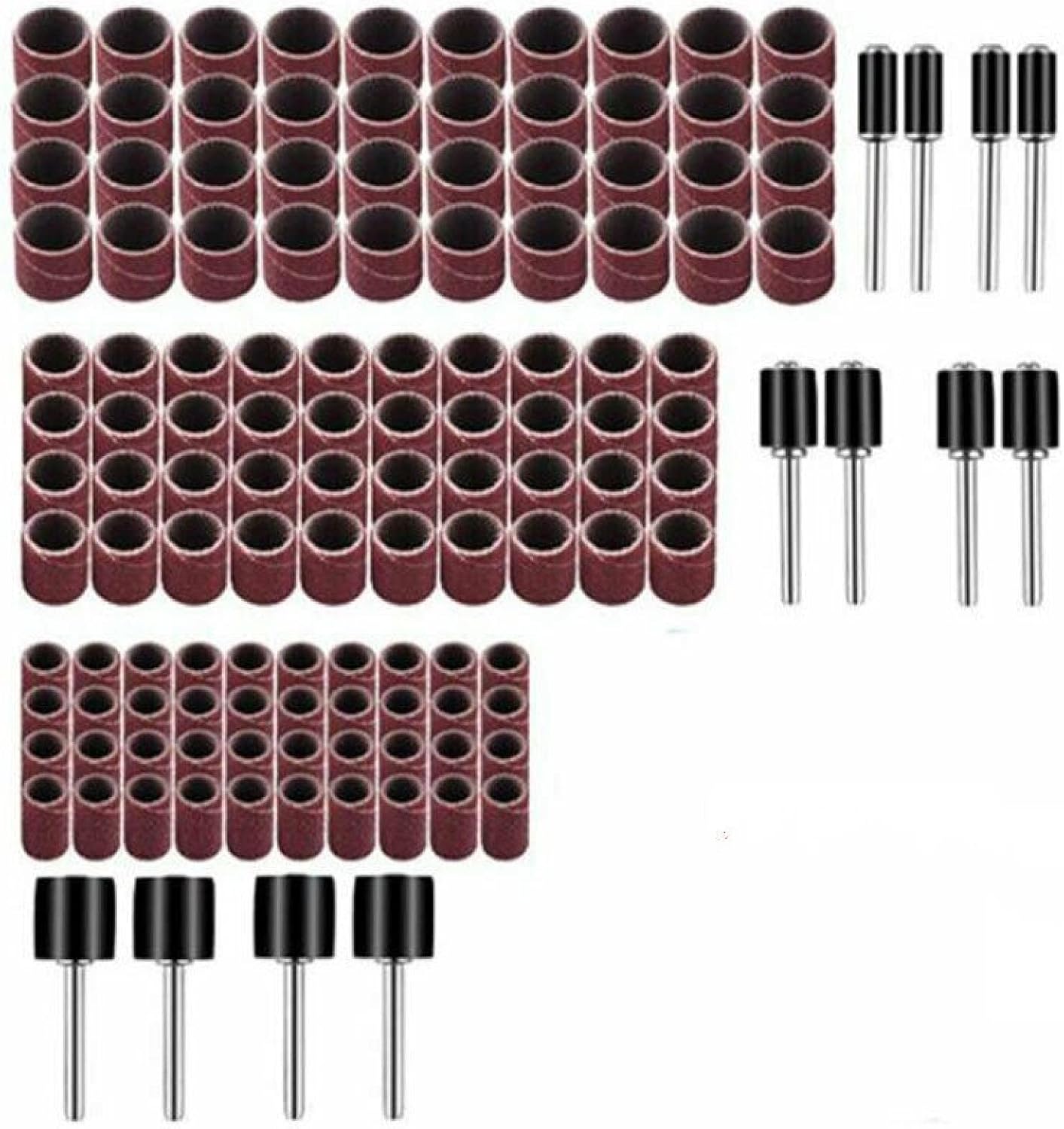 132PCS Sanding Bands Drum Sleeve Grit Mandrel Drum Kit Rotary Tools Accessories with Mandrels Abrasive Sanding Band