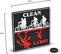 Vista 3 de Genuine Fred Stranger Things - Letrero magnético para lavavajillas, diseño de LIMPIA/DIRTY, multicolor