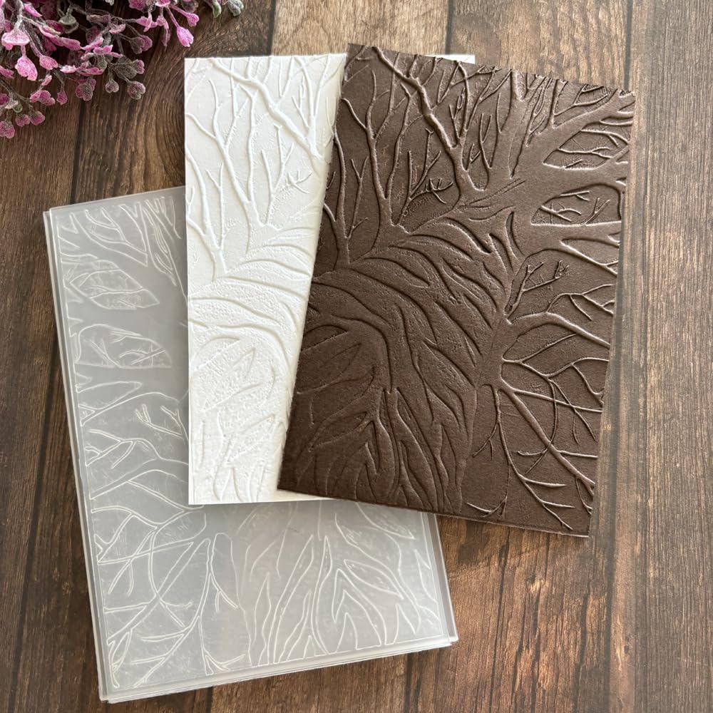 Hummingbird Floral 3D Embossing Folder, Leaf Flower Bird Plastic Textured Stencil for DIY Scrapbooking Card Making Paper Crafts