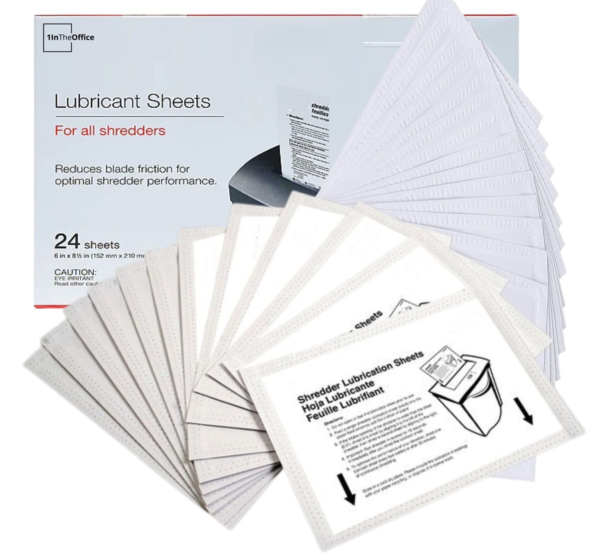 1InTheOffice Paper Shredders Lubricant Sheets 5 1/2 X 2 3/4