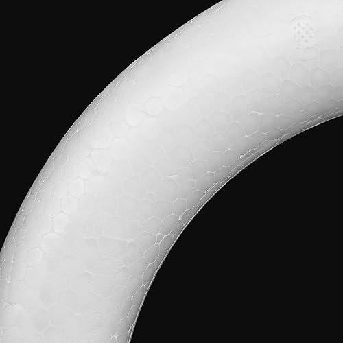 Miniatura 4 de ZOENHOU Paquete de 4 coronas de espuma para manualidades de 10 pulgadas, anillo de espuma de poliestireno blanco duradero, corona redonda de espuma