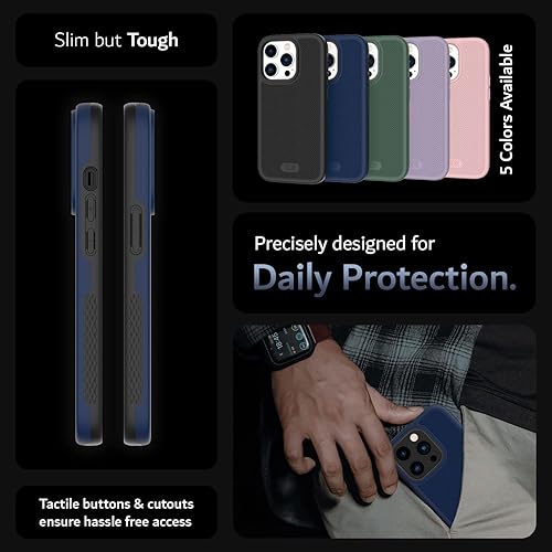 Miniatura 7 de TUDIA MergeGrip - Funda diseñada para iPhone 14 Pro 2022, compatible con MagSafe Funda delgada de grado militar de doble capa con borde elevado