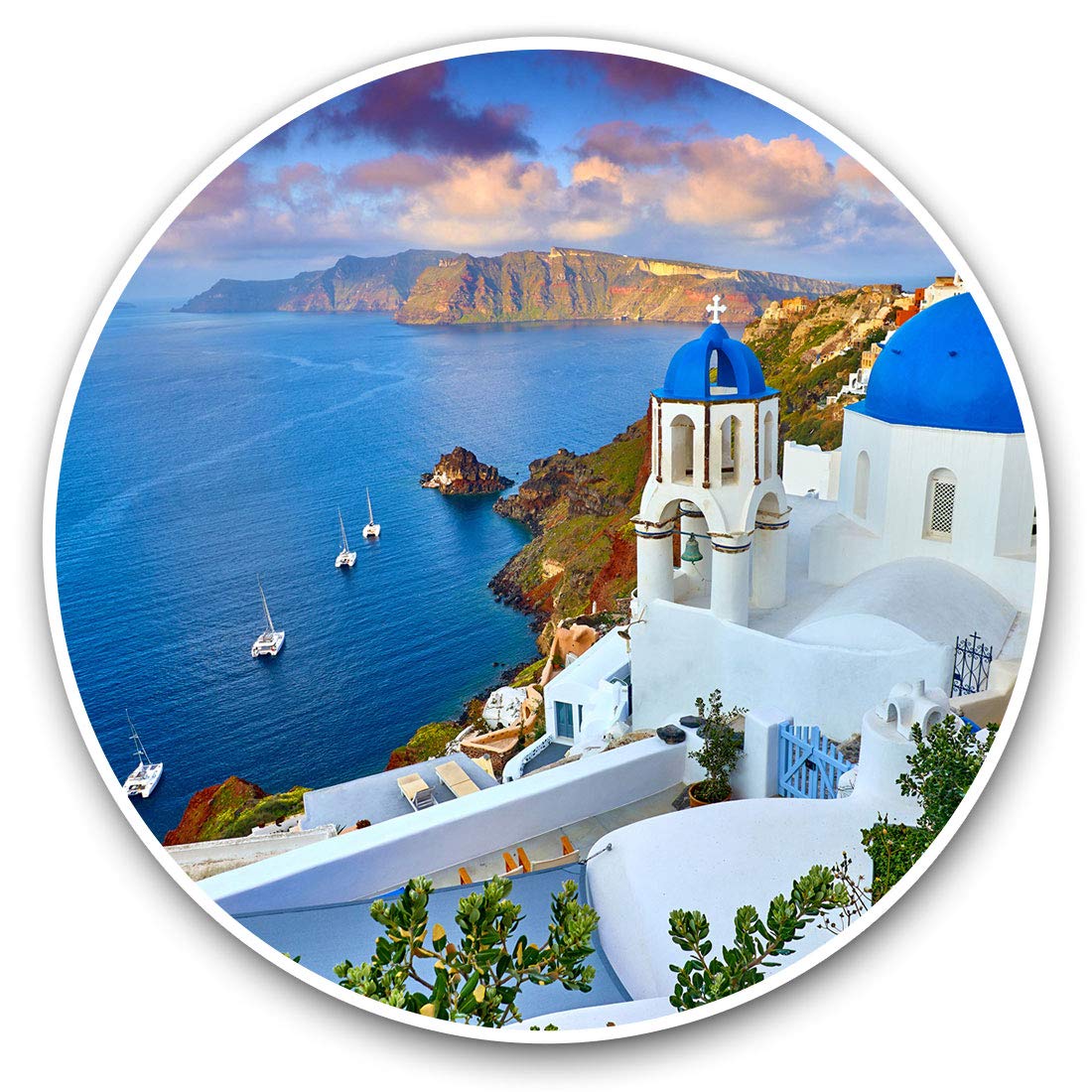 Destination Vinyl Ltd Greece Santorini Island Houses 16582 Awesome Vinyl Stickers (Set Of 2) 15Cm - Greece Santorini Island Houses Fun Decals For Laptops,Tablets,Luggage,Scrap Booking,Fridges #16582
