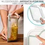 Razab 10 Coupes/ 80 Oz 2 Emballage Grand récipient en verre Entreposage alimentaire avec lids - Conteneur de préparation pour repas grand format, sans BPA et étanche, idéal pour la dinde rôtie, magasin laissé - Micro-ondes & Sûre