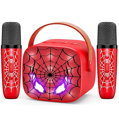 Mini Karaoke Machine Toys Gifts: Kids Toys Easter Birthday Gifts for 4 5 6 7 8 9 Years Old Girl Boy Basket Stuffers LED Portable Bluetooth Speaker wit