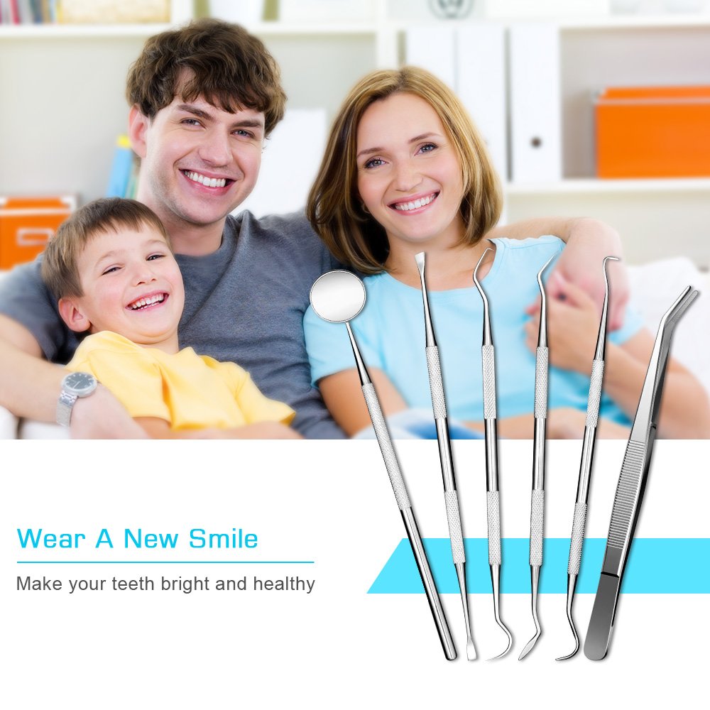 Dental Tools Kit, Chimocee Dental Hygiene Tools Tartar Scraper and Sickle Scaler, Tooth Pick, Dental Scaler, Plaque and Calculus Remover for Teeth with Mouth Mirror Teeth Cleaning Tools for Home Use