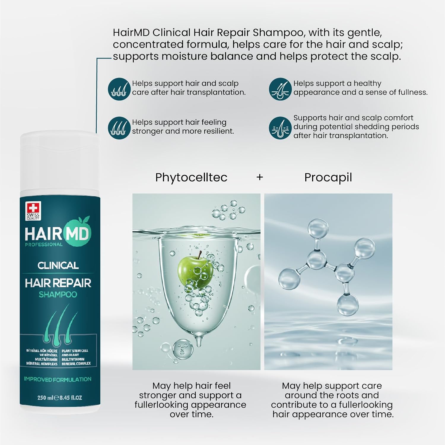 Post-Transplant Hair Repair Set – 6-Month Hair Repair Treatment with Repair Shampoo, Repair Serum, Hair Multivitamins – Advanced Hair Care Products with Biotin, Keratin, Collagen