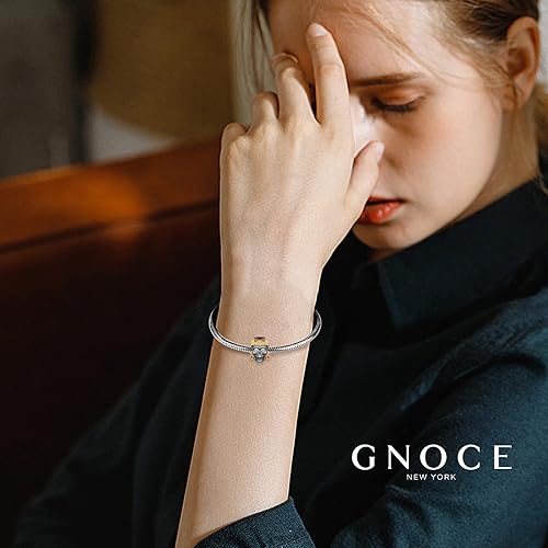 Miniatura 5 de GNOCE Dijes de calavera chapados en oro rosa, dije de plata de ley 925, se adapta a pulseras, collares, mujeres, hombres, niñas, niños, regalos de