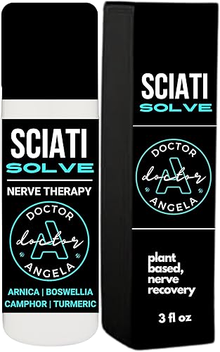 Dr. A's Sciati-Solve Sciatica Relief Roll-On Fórmula orgánica con árnica, cúrcuma, incienso, gaulteria Aceites esenciales refrescantes de acción