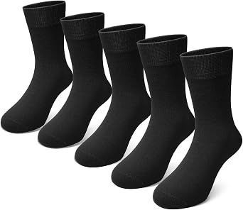 PUTUO Boys Girls School Socks Soft Viscose from Bamboo   Seamless & Breathable   Kids Crew Socks for Children Aged 2-14 Years Everyday 5 Pairs