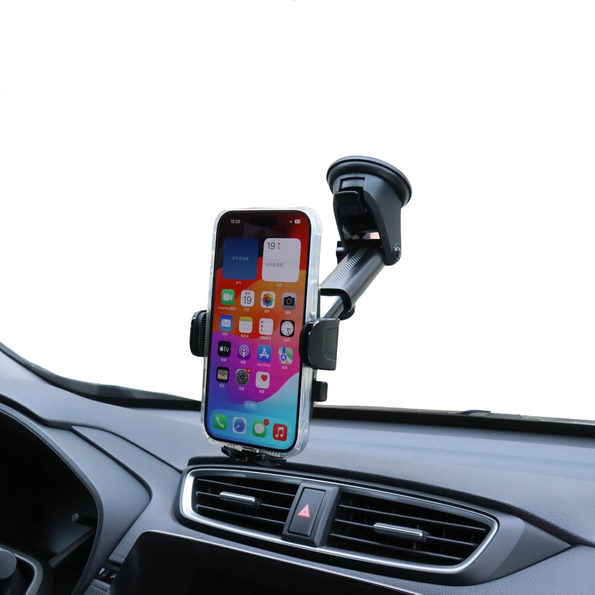 Soporte de teléfono de coche para salpicadero, parabrisas y ventilación con súper succión, soporte manos libres, soporte universal para teléfono celular, para iPhone, Android, rotación de 360 grados,