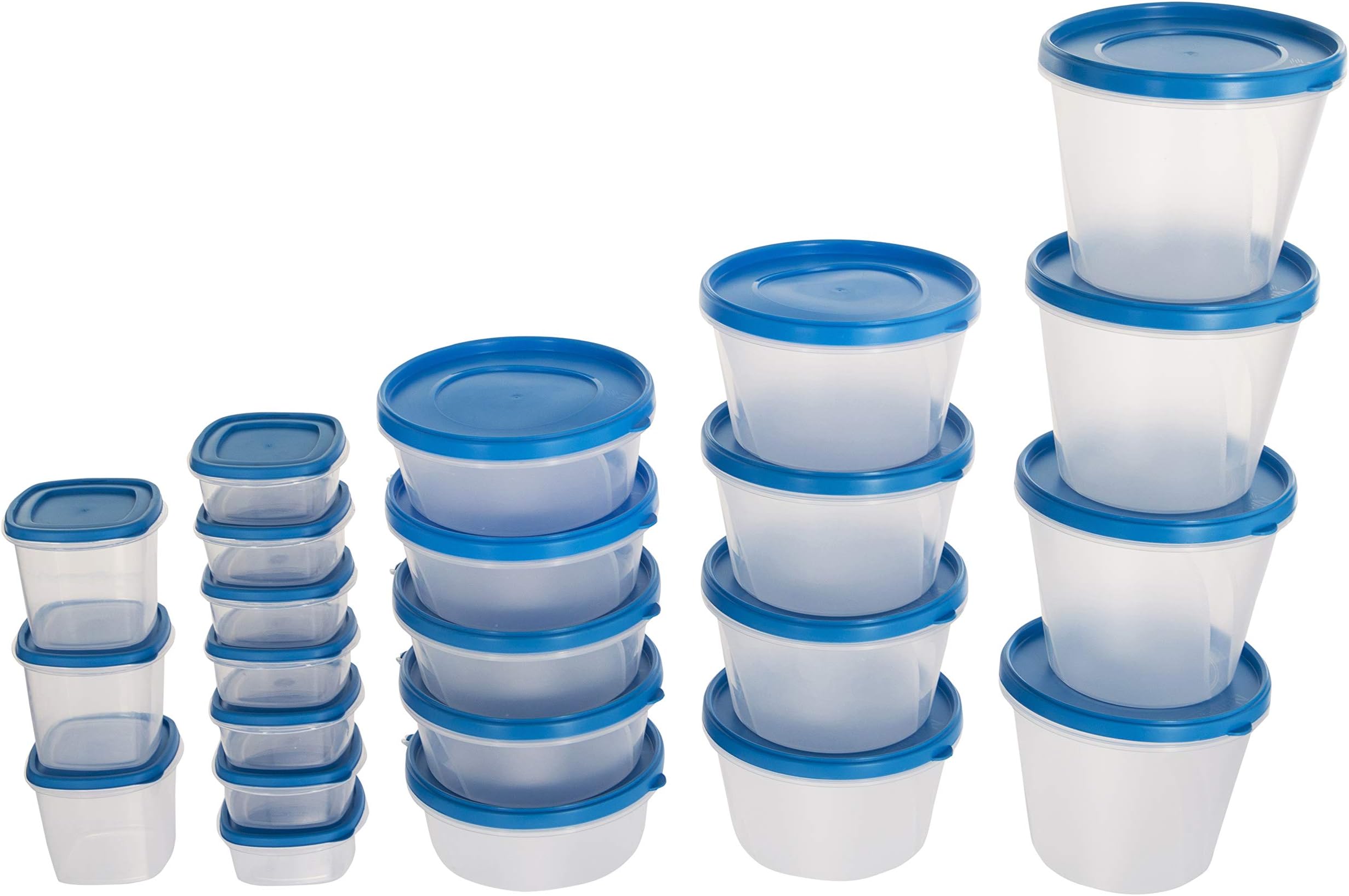 SIMPARTE Nesterware Plastic Airtight Storage Containers with Lid for Kitchen Organizer, Storage, Boxes,Snacks, Stackable, Modular, BPA Free - 23 Pieces, Blue