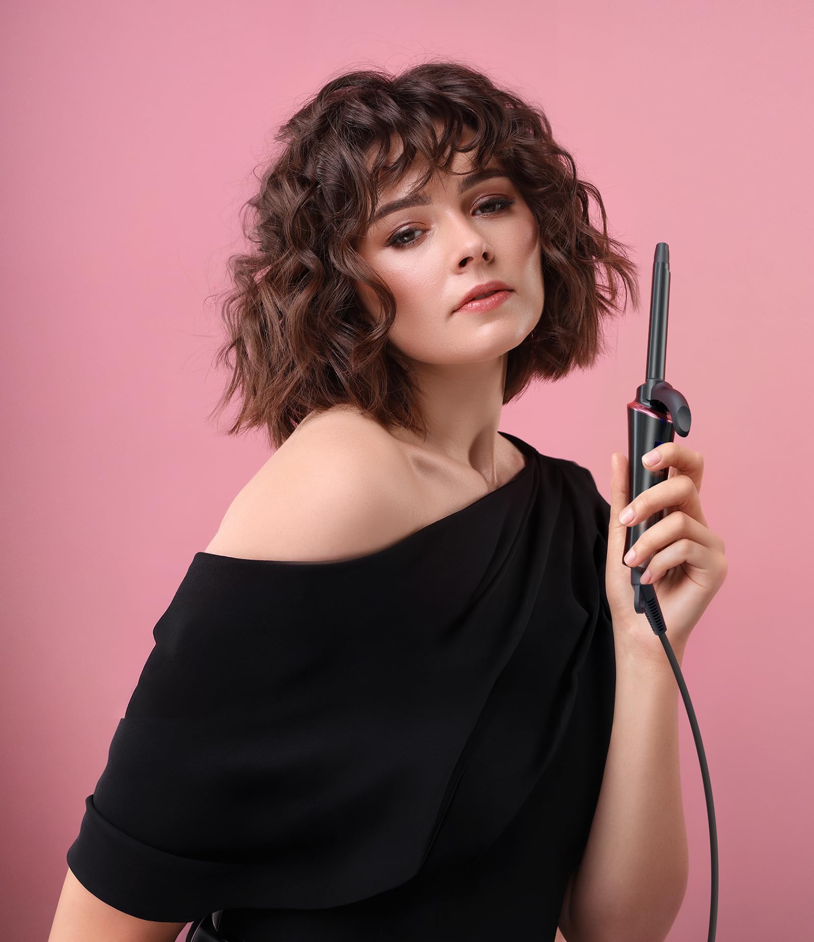 CIVEYA Mini Dual Voltage Travel Curling Iron with Ceramic Barrel