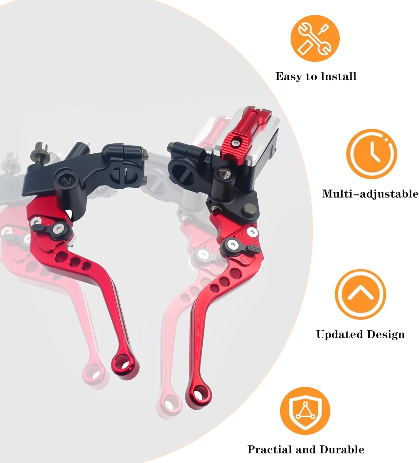 Universal Motorcycle 7/8" 22mm Handlebar Brake Master Cylinder Clutch Lever CNC Left & Right Set Compatible with Harley Honda Kawasaki Suzuki Yamaha（ Piston Diameter 12.7mm (Red)