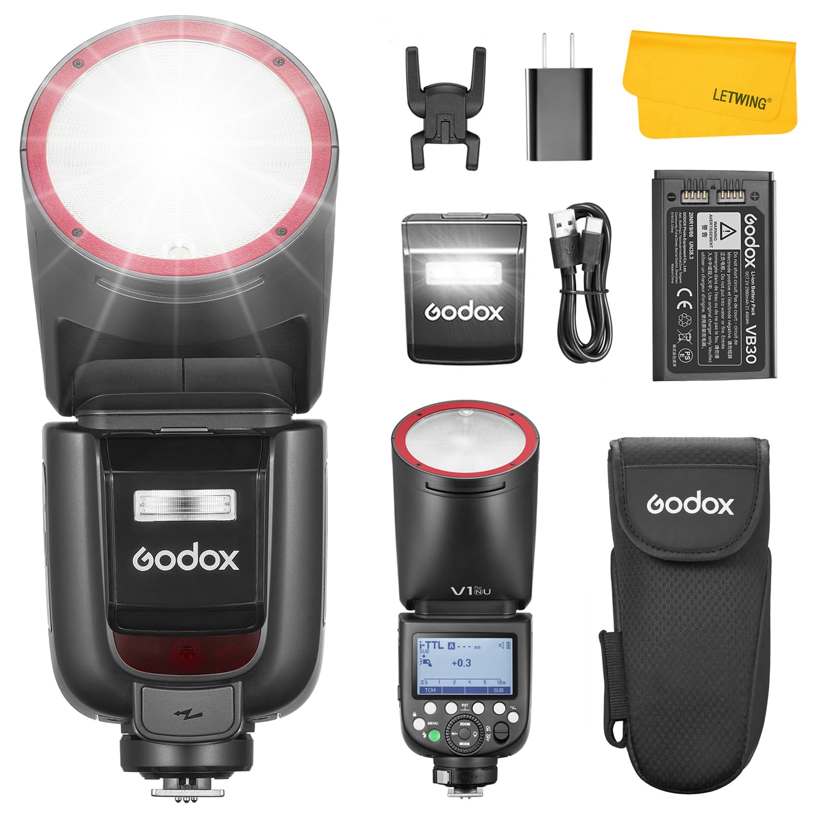 GODOX V1 Pro N TTL Round Head Flash for Nikon, 2.4G Wireless HSS 1/8000s Speedlite with Rechargeable Li-ion Battery & Fast Recycle, 500 Full Power