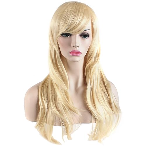 Miniatura 3 de Peluca de cosplay para mujeres con gorra, peluca de 28in largo y ondulado resistente al calor de AKStor, Dorado