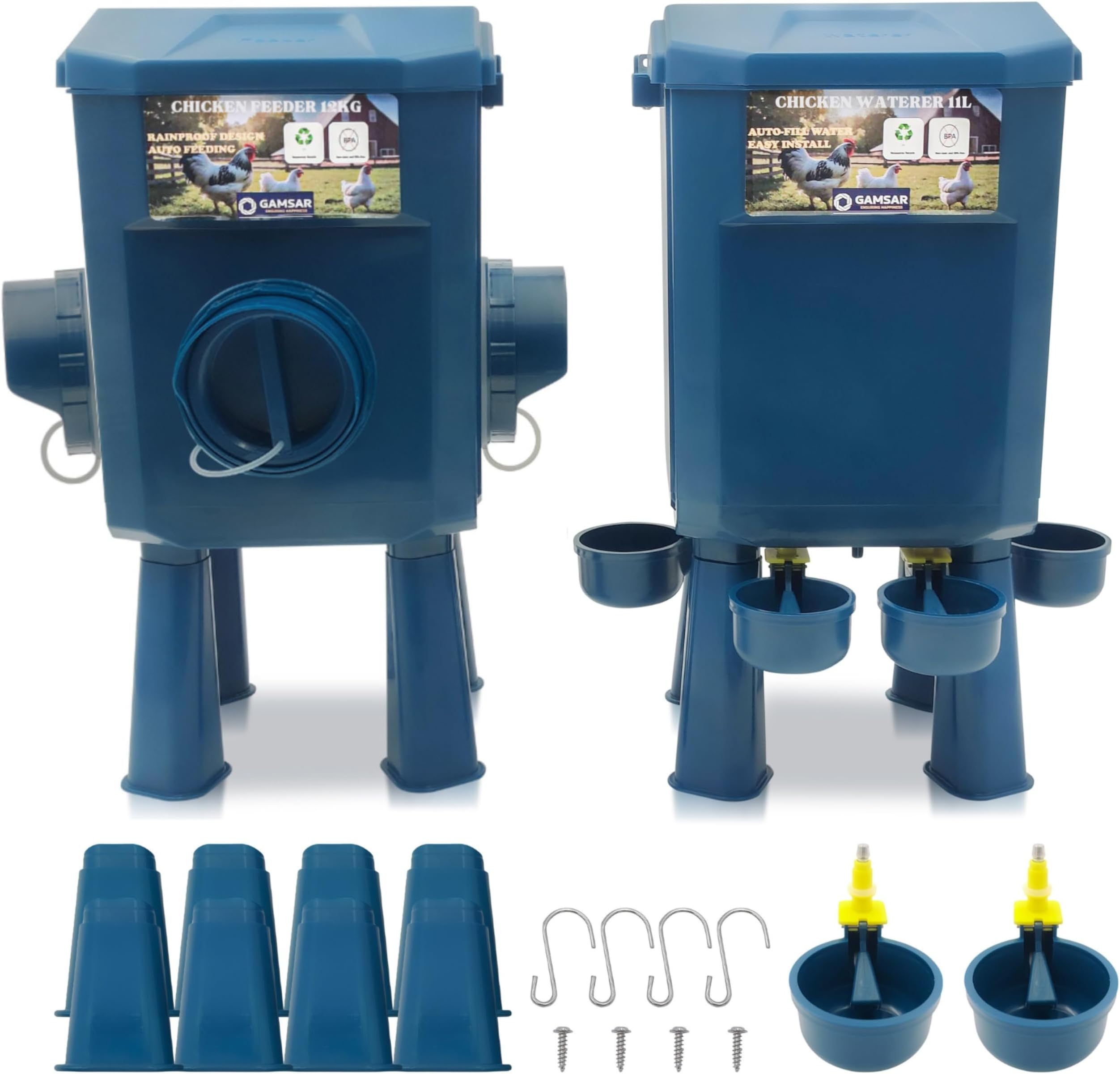 Chicken Feeder & Drinker Kit 12KG/11L – Pest-Proof, Automatic Valve, Anti-Cya...