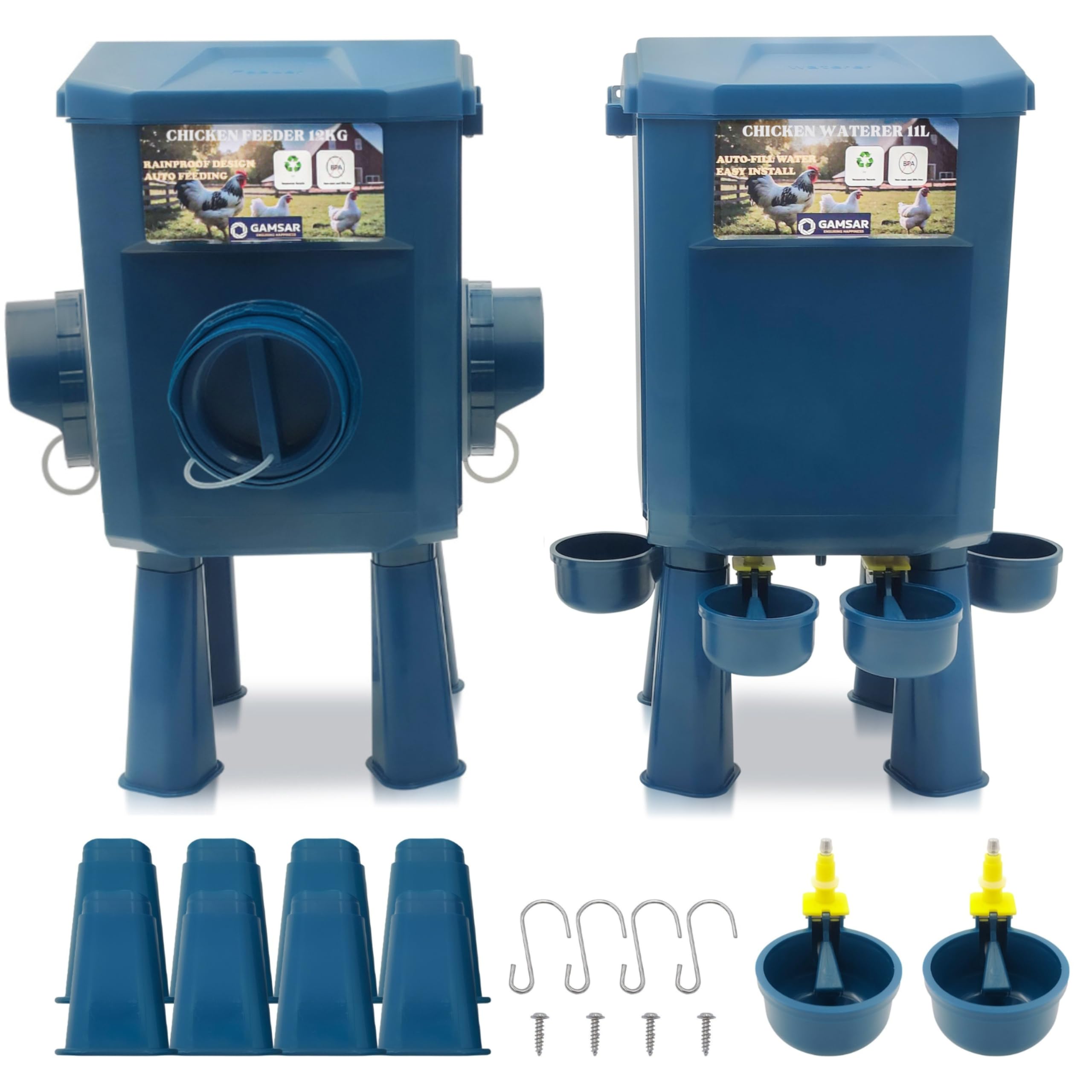 Kit Mangiatoia e Abbeveratoio Galline 12KG/11L – Anti-parassiti, Valvola Automatica, Anti-cianobatteri, Ideale per Micro-fattorie e Allevatori Amatoriali, Lunga Autonomia, Meno Ricariche, Durevoli