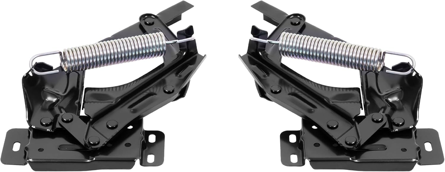 ALMULOO Hood Hinge Kit w/Springs Brackets Compatible with 1967-1972 Ford F100 F250 F350 Pair Driver & Passenger Side Steel Primed Black