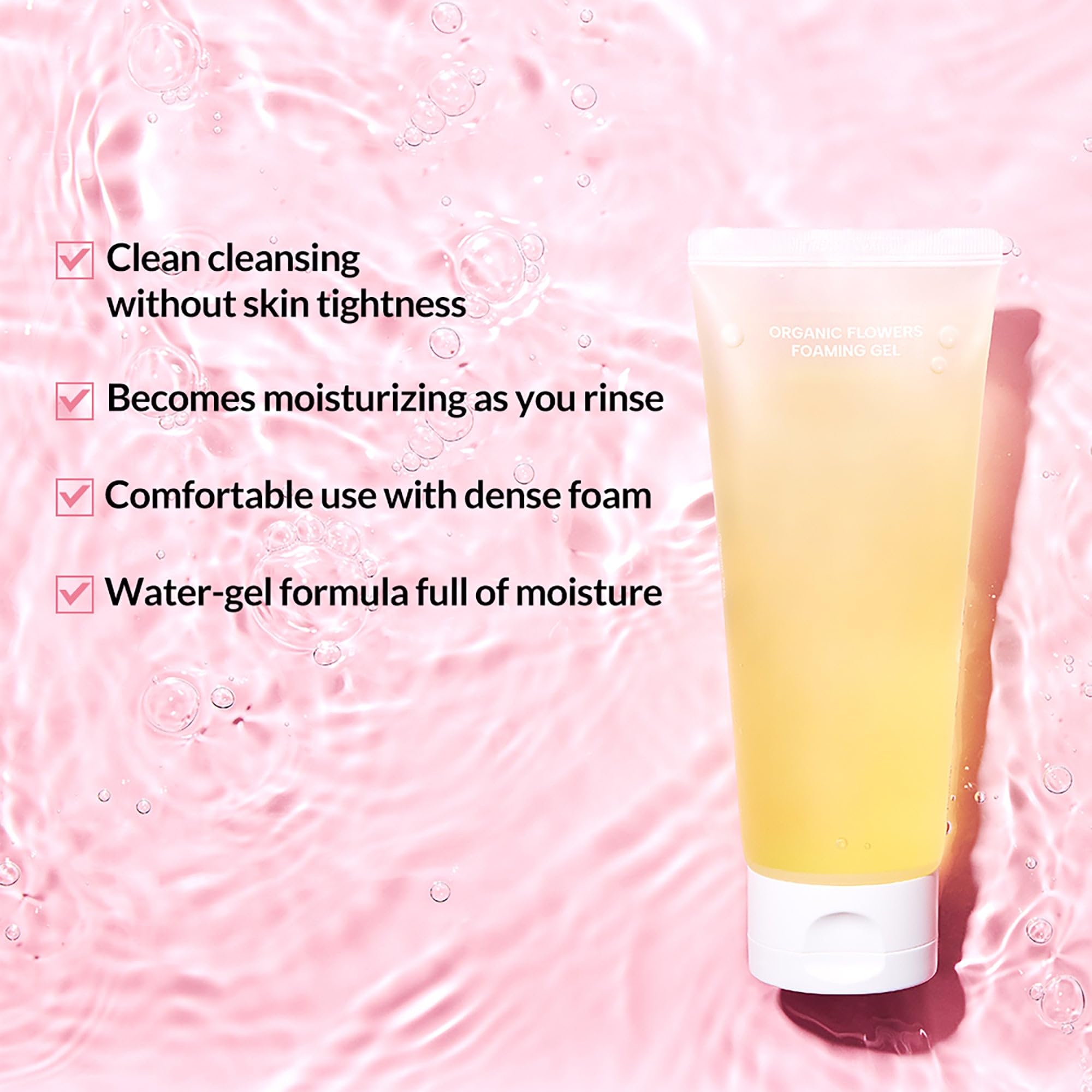 Whamisa Organic Flowers Foam Cleansing Gel, Gentle Foaming Face Wash, Postbiotic-Rich Formula, Pore Care & Hydration - Image 3