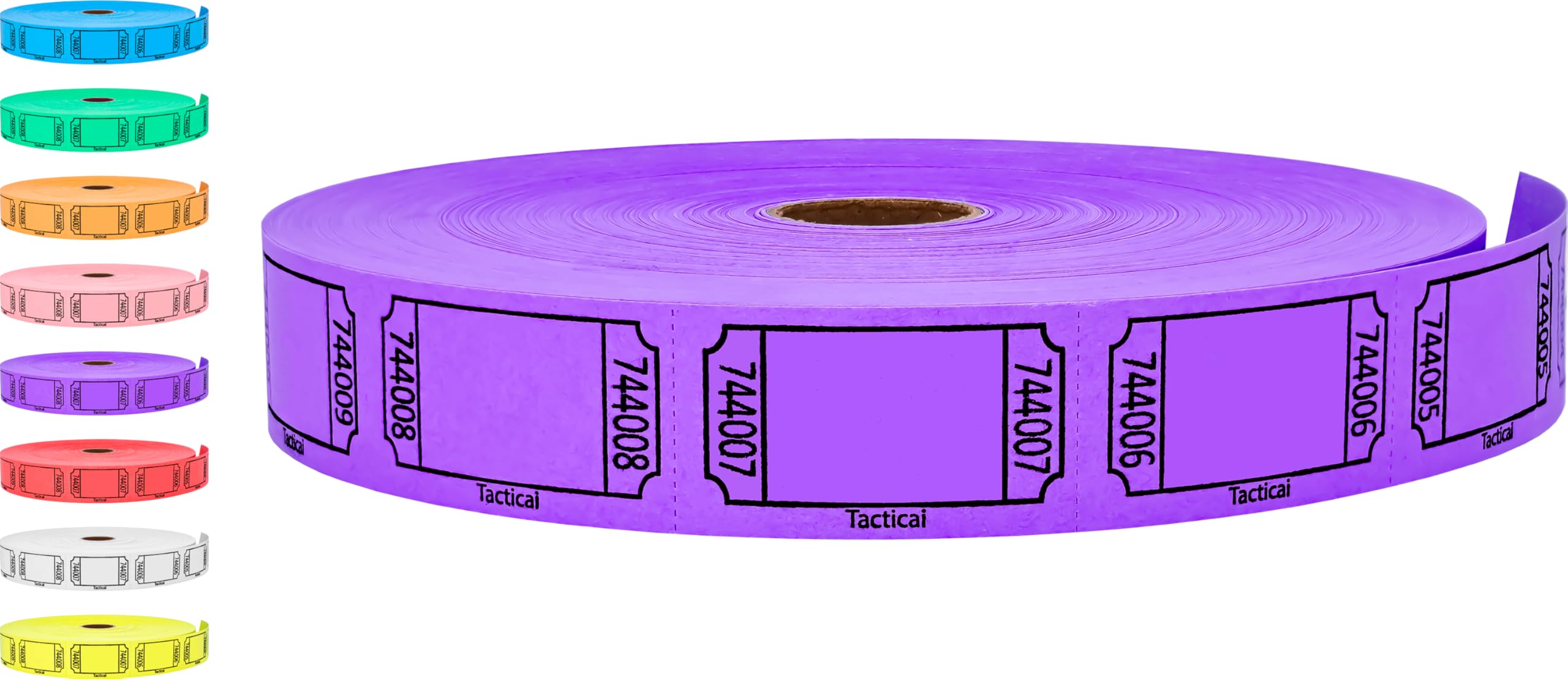 Tacticai 2000 Raffle Tickets, Blank, Purple (1 of 8 Colors), Single Roll, Ticket for Events, Entry, Class Reward, Fundraiser & Prizes