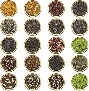 VAHDAM World Top 20 Favourites Tea Sampler Set | Loose Leaf Tea (100+ Cups) | Tea Variety Pack with Green, Herbal, Black &amp; Chai Brew | Vacuum Sealed For Freshness | Brew Hot &amp; Cold