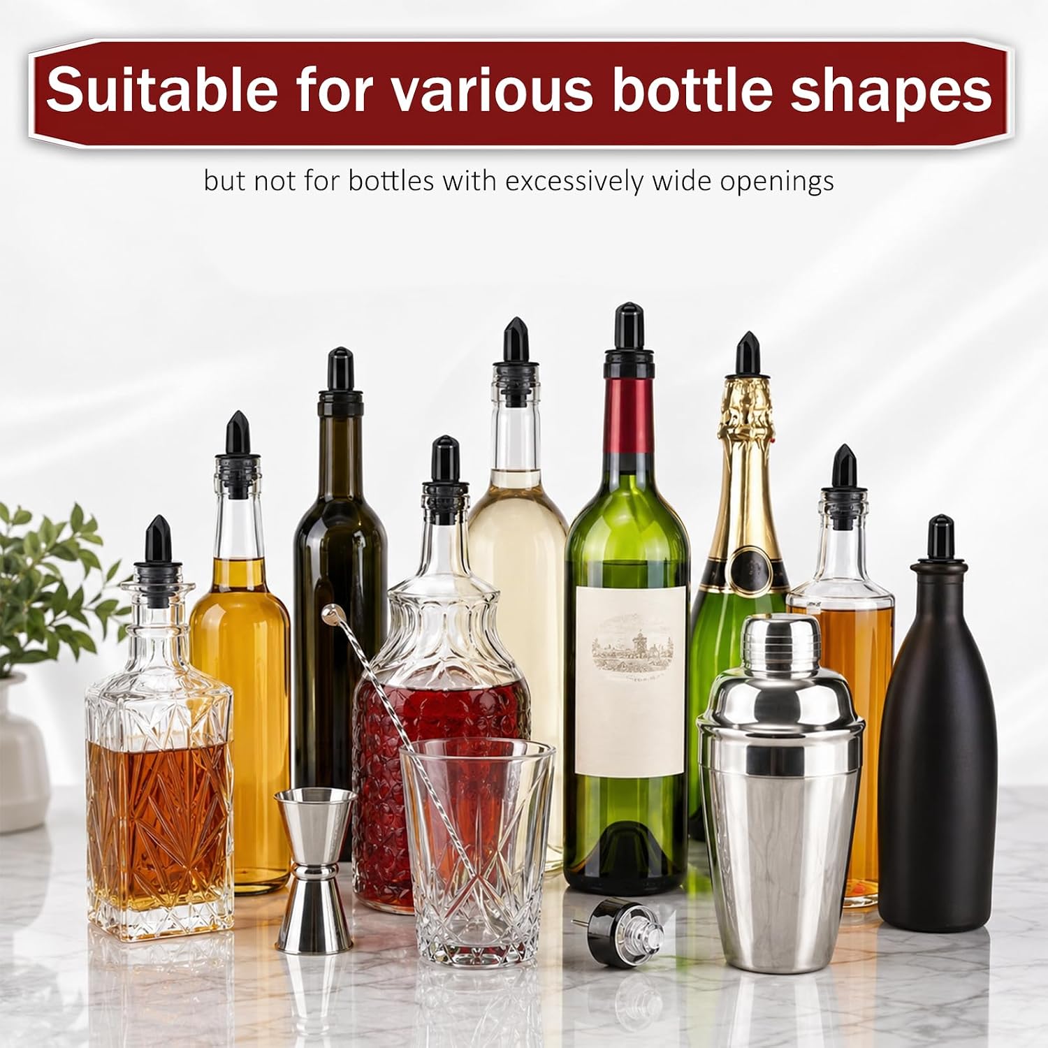 12 Pcs Plastic Bottle Pourers with Dust Caps, Syrup Liquor Pour Spouts