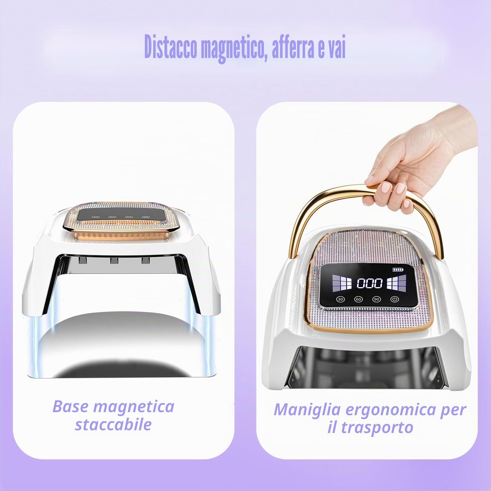Lampada Unghie UV LED Professionale per Gel e Semipermanente | 120W Fornetto Unghie con 4 Timer 30/60/90/120S, Sensore Automatico Display LCD AS-2502W