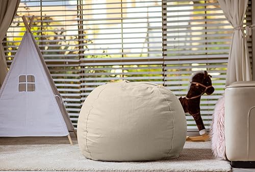 Miniatura 72 de WEKAPO - Puf con cremallera para guardar juguetes de peluche, hecho de lona de algodón de alta calidad, extragrande de 38 pulgadas, ideal para los