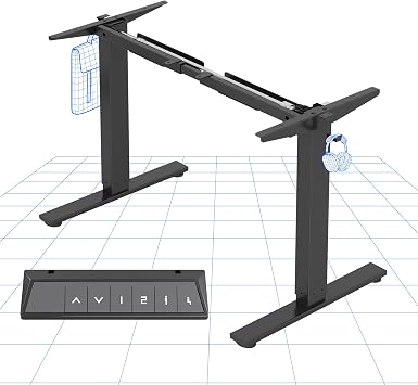 FLEXISPOT Height Adjustable Electric Standing Desk Frame Ergonomic Sit-stand Workstation with Memory Smart Panel EN1(2 Stage | Black)