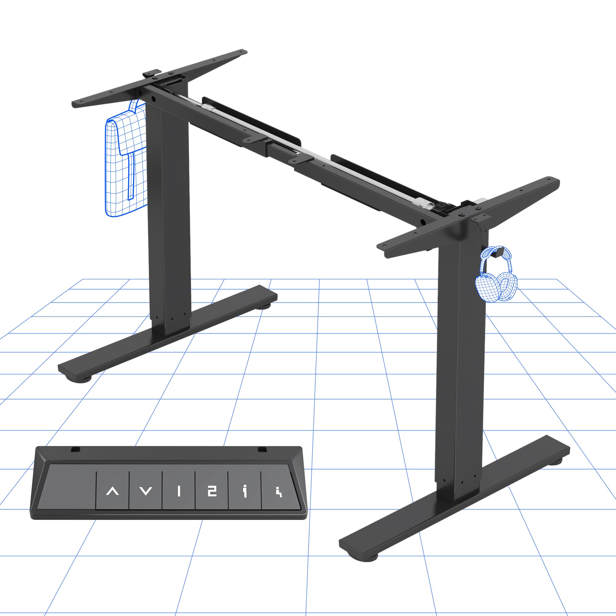 FLEXISPOT Height Adjustable Electric Standing Desk Frame Ergonomic Sit-stand Workstation with Memory Smart Panel EN1(2 Stage | Black) — image 1