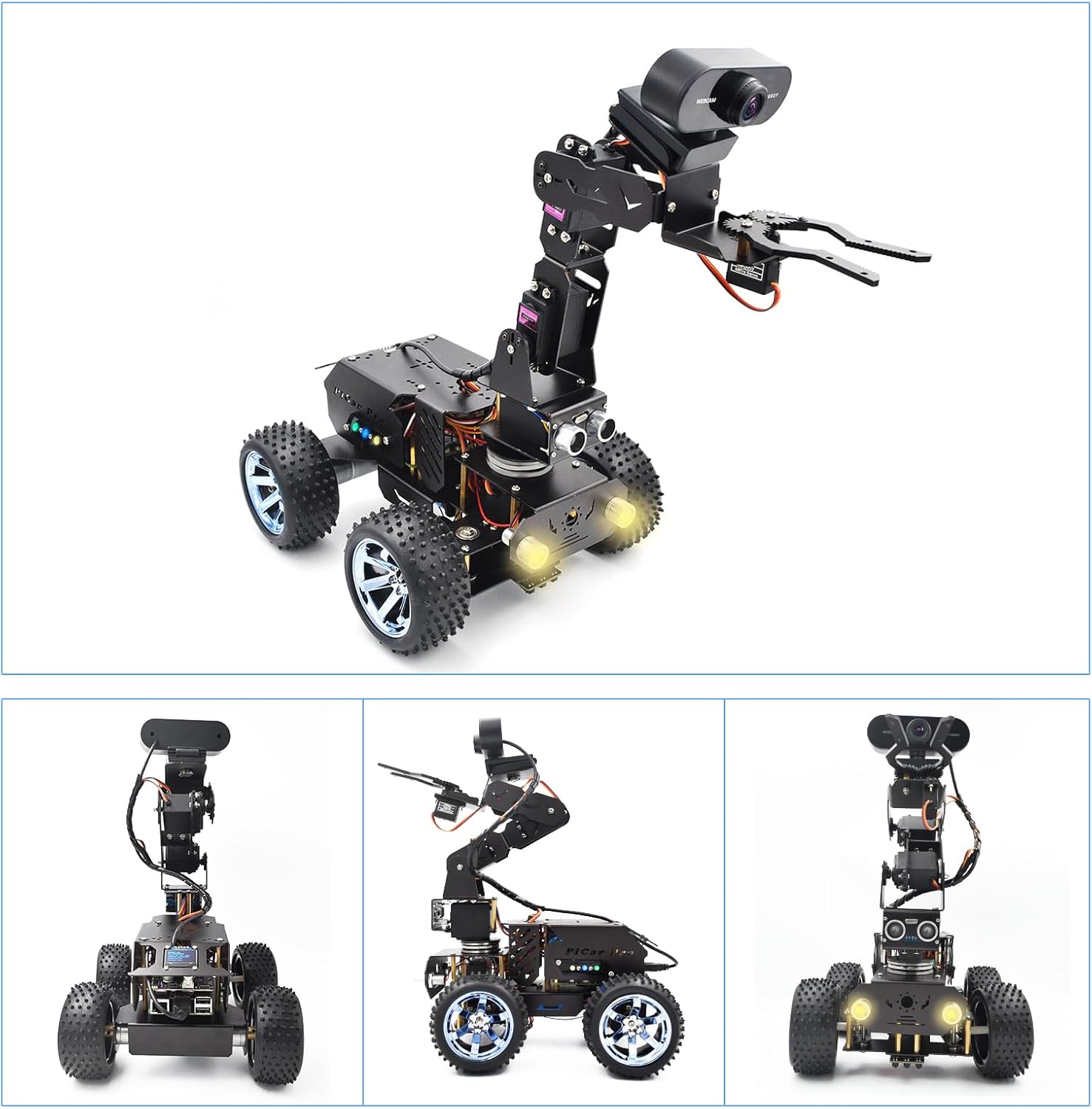 Adeept PiCar Pro V2 Smart Robot Car Kit with 4-DOF Robotic Arm for Raspberry Pi 5/4/3(Pi NOT Included), Programming Educational STEM Project Robotics, Obstacle Avoidance, Line Tracking, USB-C Charging