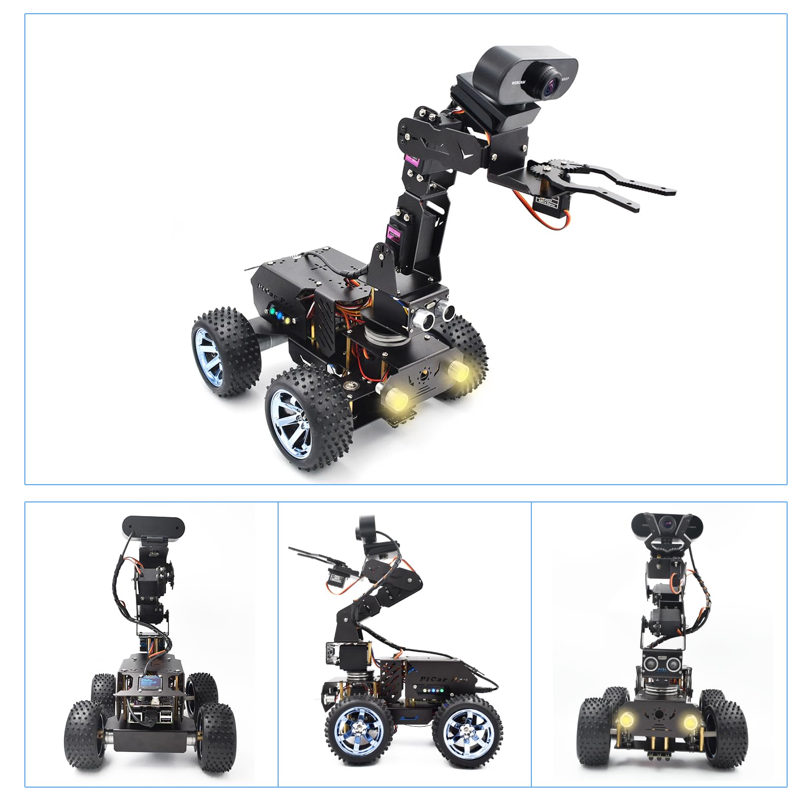 Adeept PiCar Pro V2 Smart Robot Car Kit with 4-DOF Robotic Arm for Raspberry Pi 5/4/3(Pi NOT Included), Programming Educational STEM Project Robotics, Obstacle Avoidance, Line Tracking, USB-C Charging