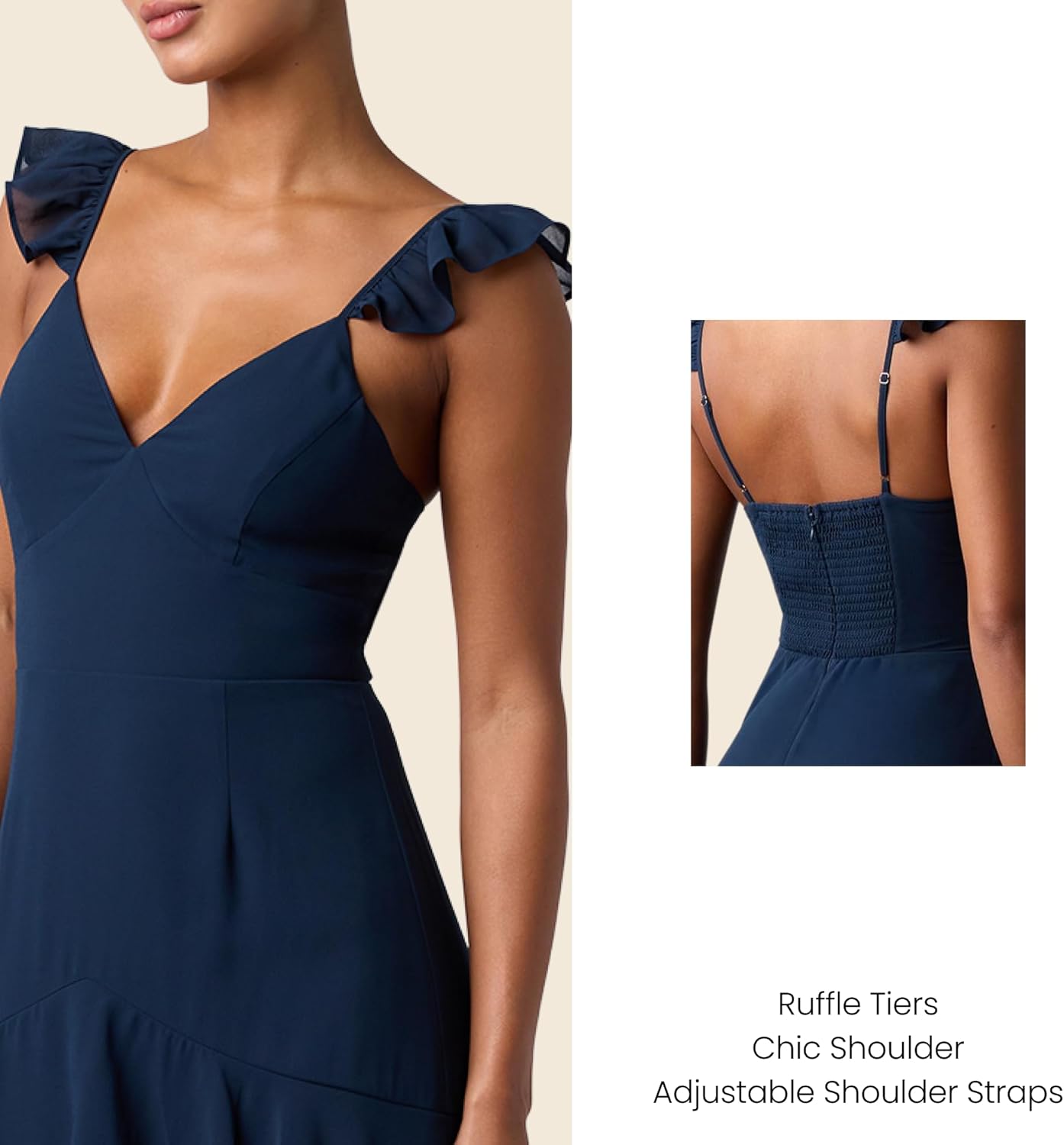 Lulus Seren Ruffle Shoulder Tiered Maxi Dress for Women Elegant Chiffon Formal Maxi Dress with Adjustable Straps - Image 3