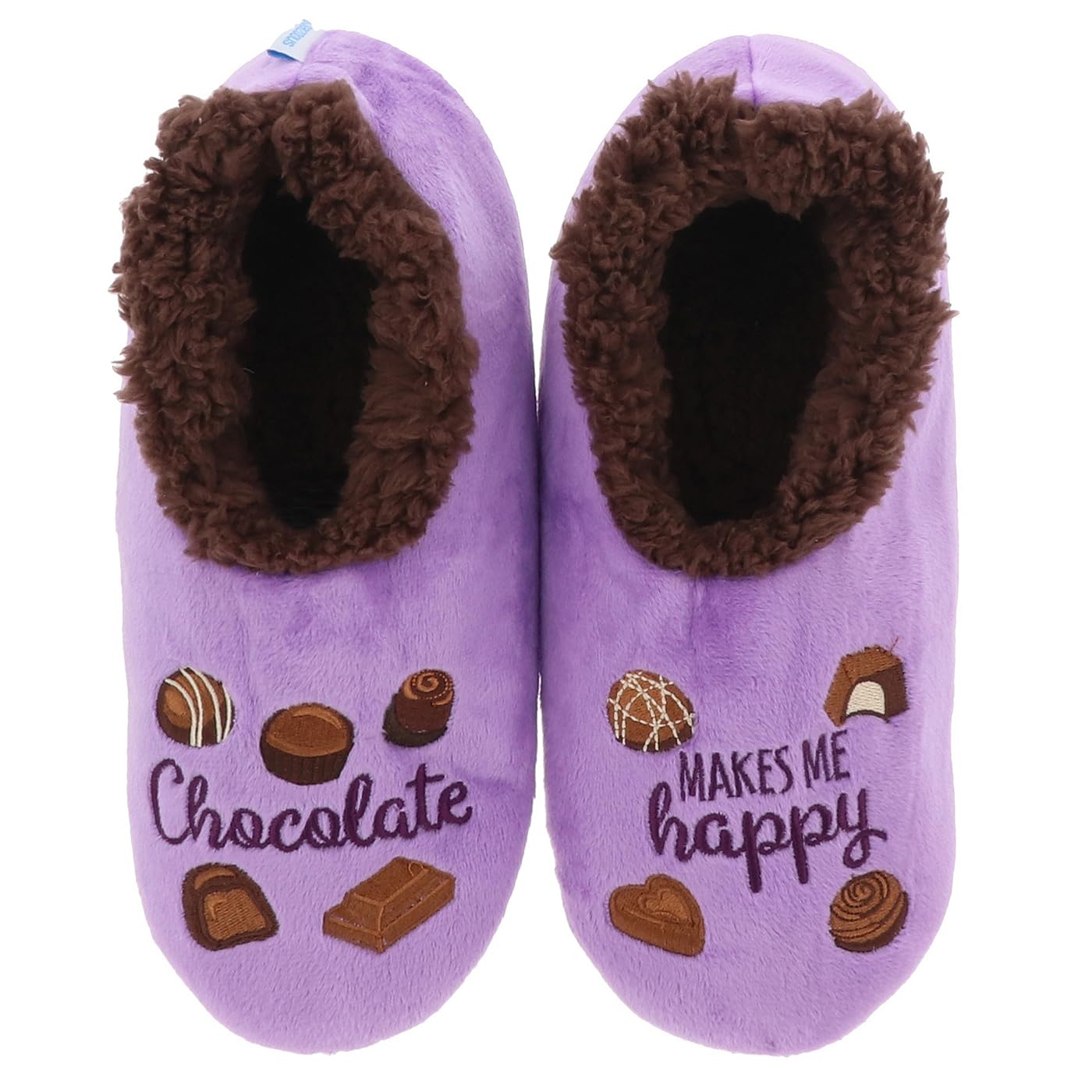 Snoozies! Pairables Super Soft Sherpa Fleece Womens Slippers With Non Slip Sole Wine, Chocolate & More Designs