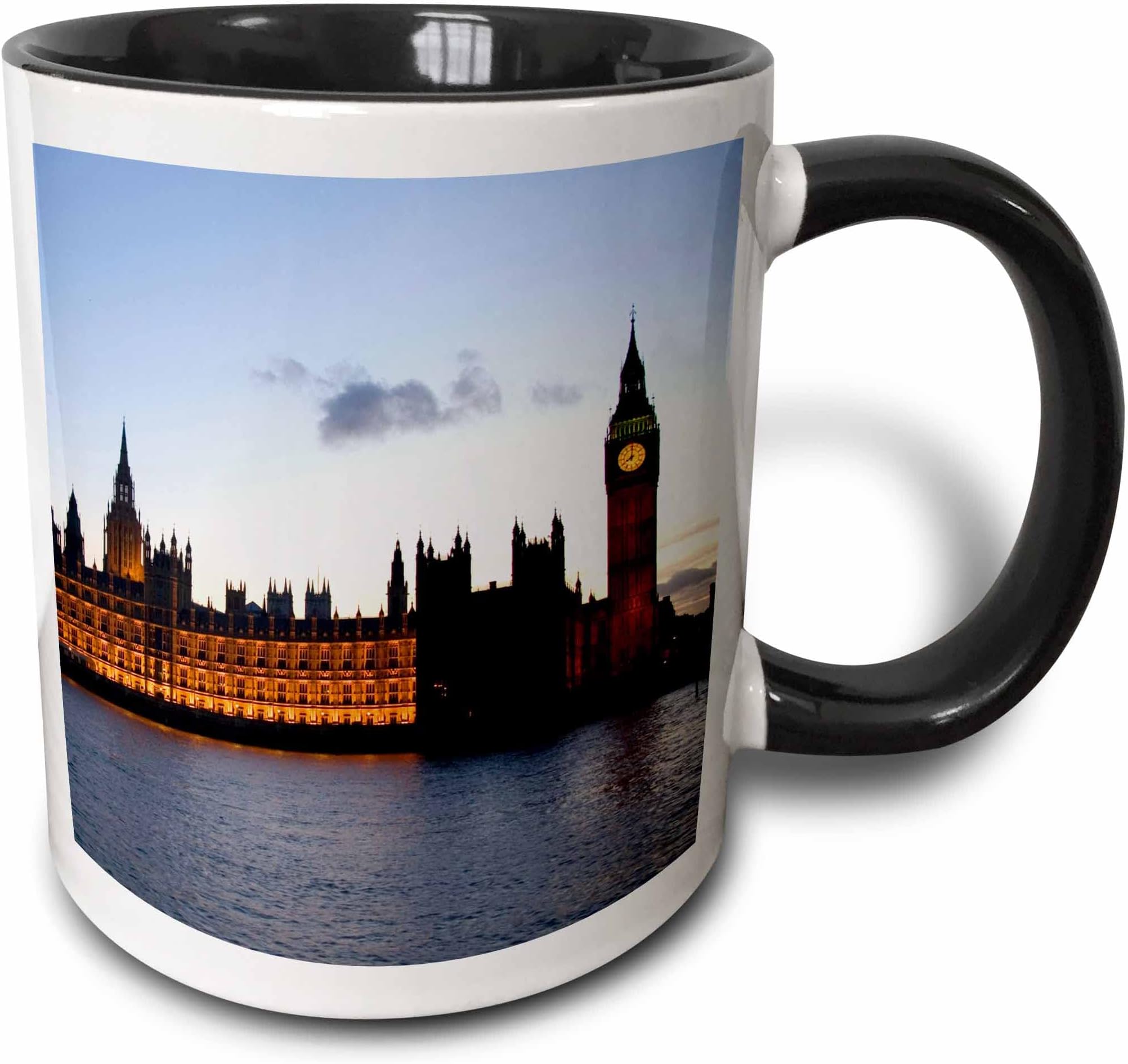 3dRose Big Ben, Houses of Parliament, London, England - EU33 DFR0097 - David R. Frazier 11oz Two-Tone Black Mug