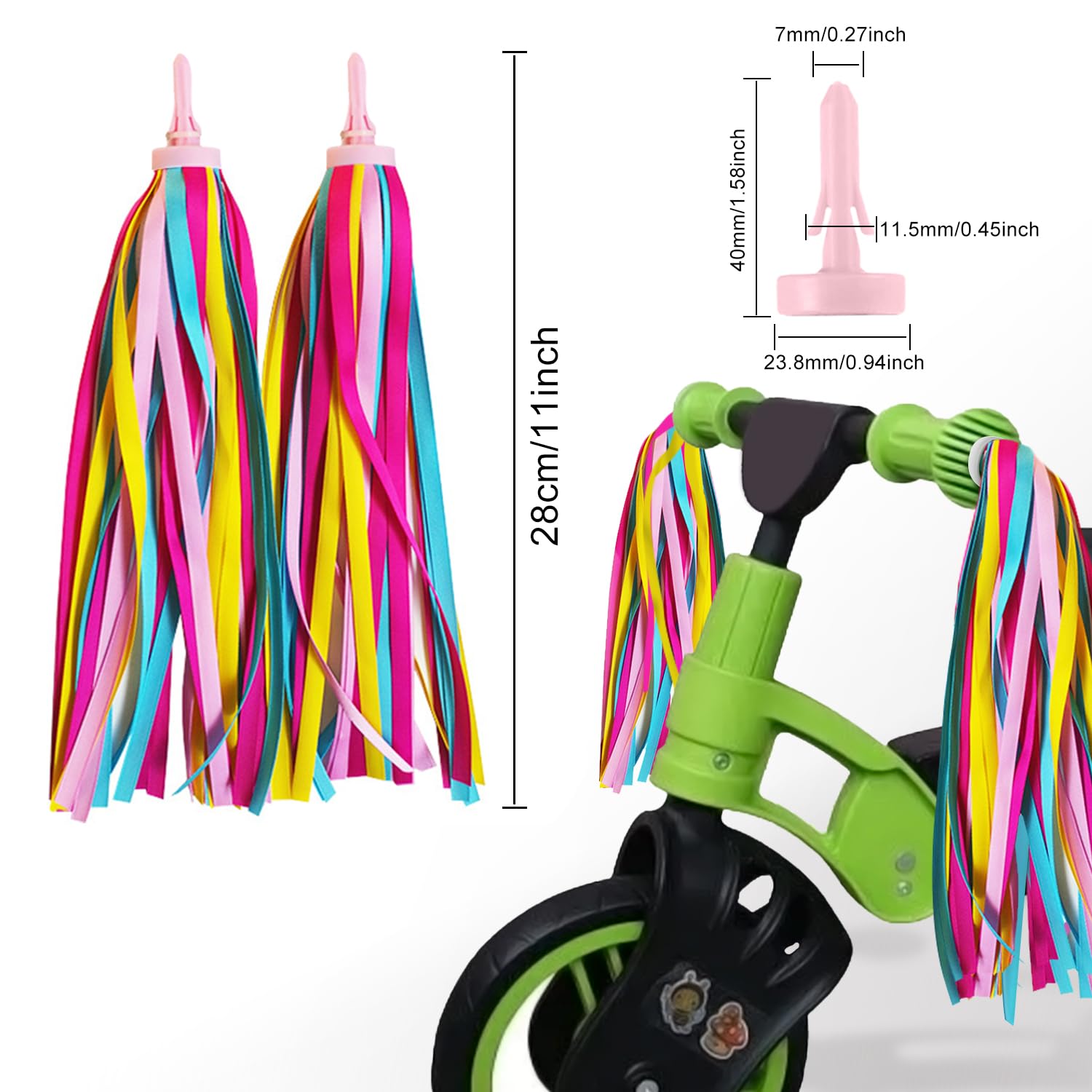 Mlurcu Bike Streamers Kid's Bike Tassels 6 Pairs Bicycle Handlebar Streamers Colorful Ribbon Streamers Bike Decorations Scooter Bicycle Tricycle Handle Grips Accessories for Girls Boys